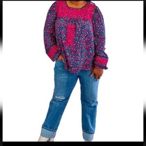 Savanna jane Boho Floral Lover  Embroidered top Size 1x